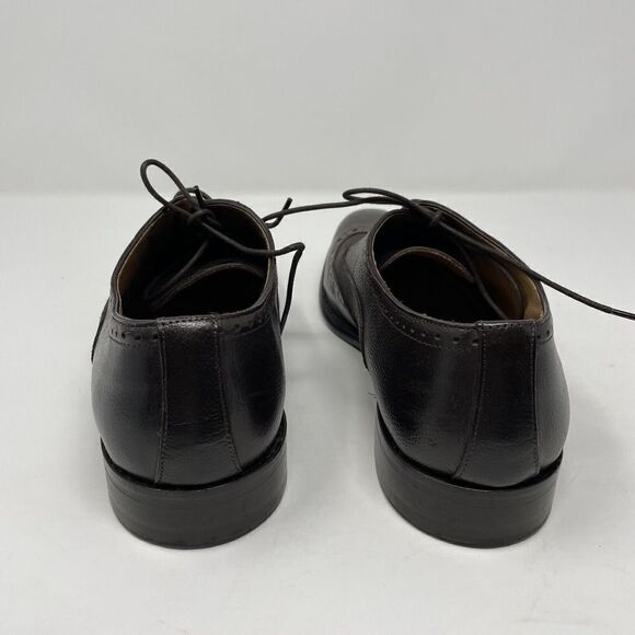 WALL & WATER Shoes Mens 9 Brown Leather Wing-Tip Derby Dress Made In Italy - Picture 7 of 14